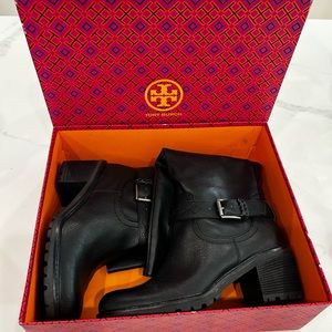 Brand New Tori Burch leather boots black knee high